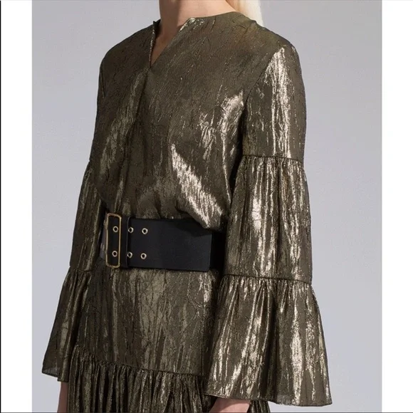 MICHAEL KORS COLLECTION Crushed Silk Lamé Poet Blouse - Picture 12 of 16